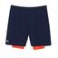 Lacoste Mens Stretch Taffeta Shorts - Navy Blue/Red - thumbnail image 1