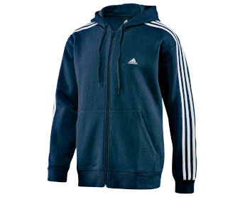 Adidas Mens Essentials 3S Zip Hoody Dark Navy/White