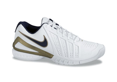 Nike Mens Air Zoom Vapor V White/Navy/Gold Tennis Shoes