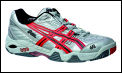 Asics Mens Gel Sensation Silver/Red Tennis Shoes (rrp �80)(+ free bag)