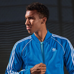 Felix Auger-Aliassime endorses the Adidas Mens Melbroune FreeLift Polo - Victory/Blue