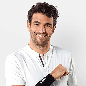 Matteo Berrettini endorses the Asics Mens GEL-Resolution 8 Tennis Shoes - White/Black