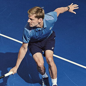 David Goffin endorses the Asics Mens Solution Speed FF 2 Tennis Shoes - White/Blue