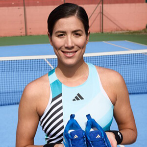 Garbine Muguruza endorses the Adidas Womens Parley Dress - Easy Blue/White