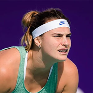 Aryna Sabalenka endorses the Nike Womens Dri-FIT Tennis Dress - Pomegranate