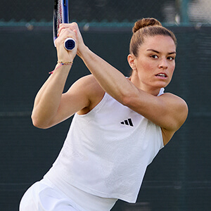 Maria Sakkari endorses the Adidas Womens Barricade Tennis Shoes - Cloud White/Silver Metallic