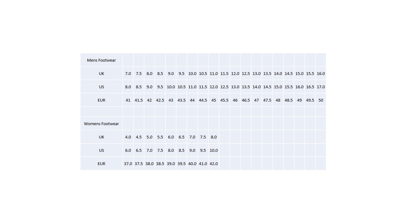 Hi Tec Size Chart