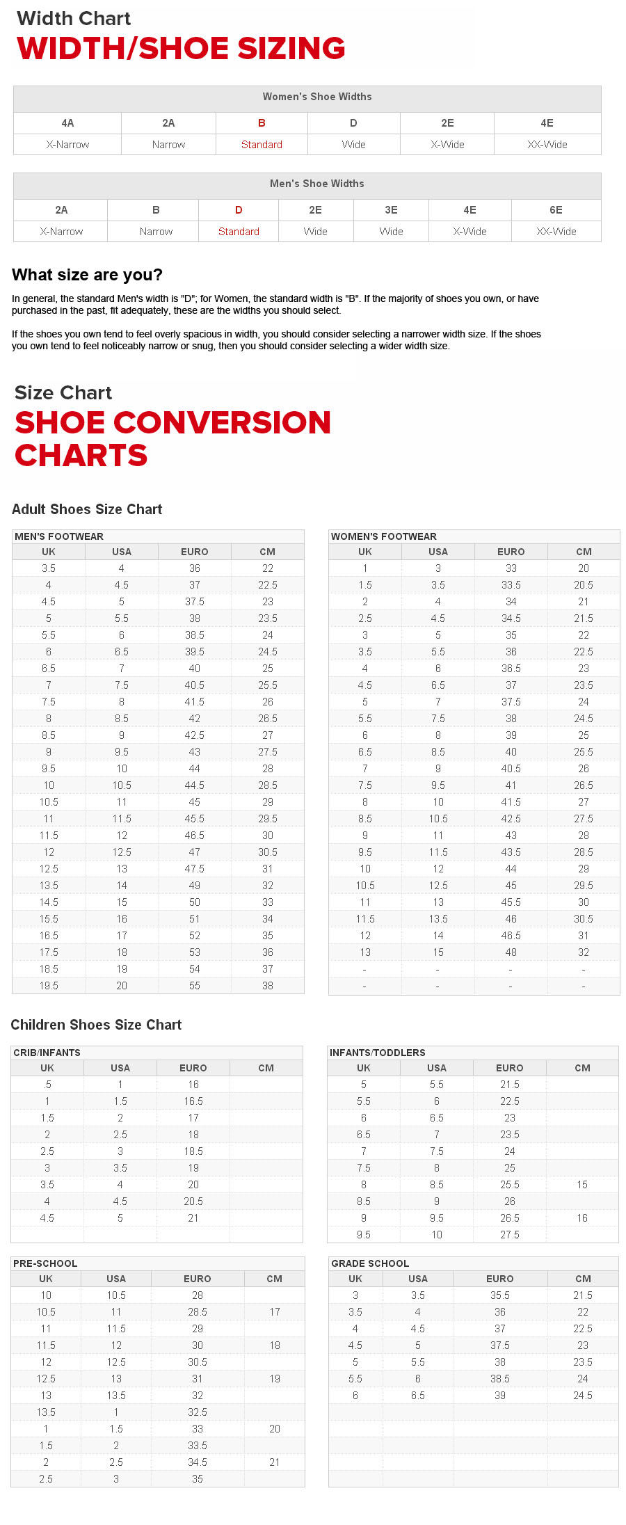 new balance infant shoes size chart