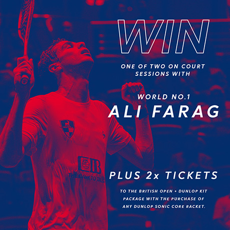 Win an on court session with Ali Farag
