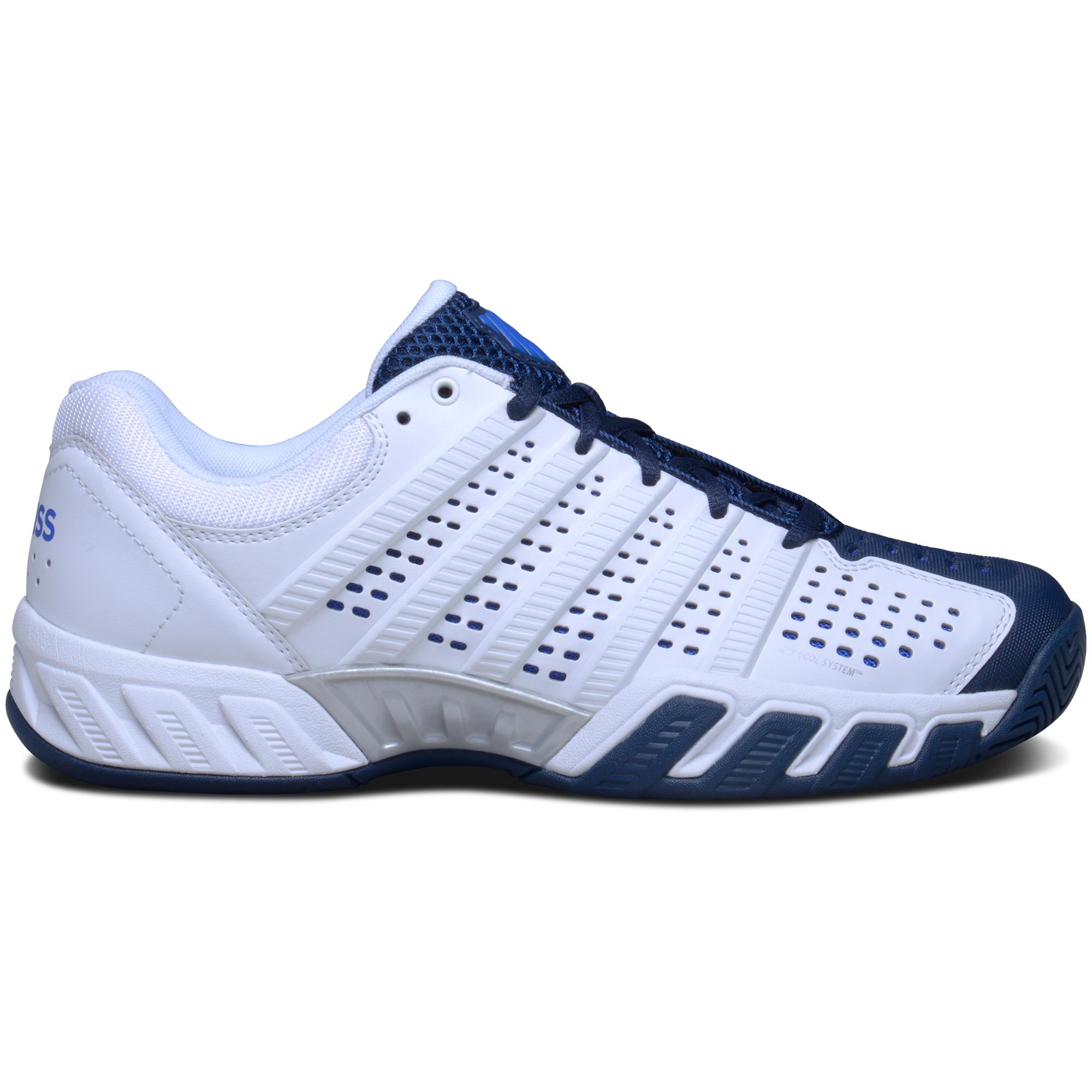K-Swiss Mens BigShot Light 2.5 Tennis Shoes - White/Blue - Tennisnuts.com