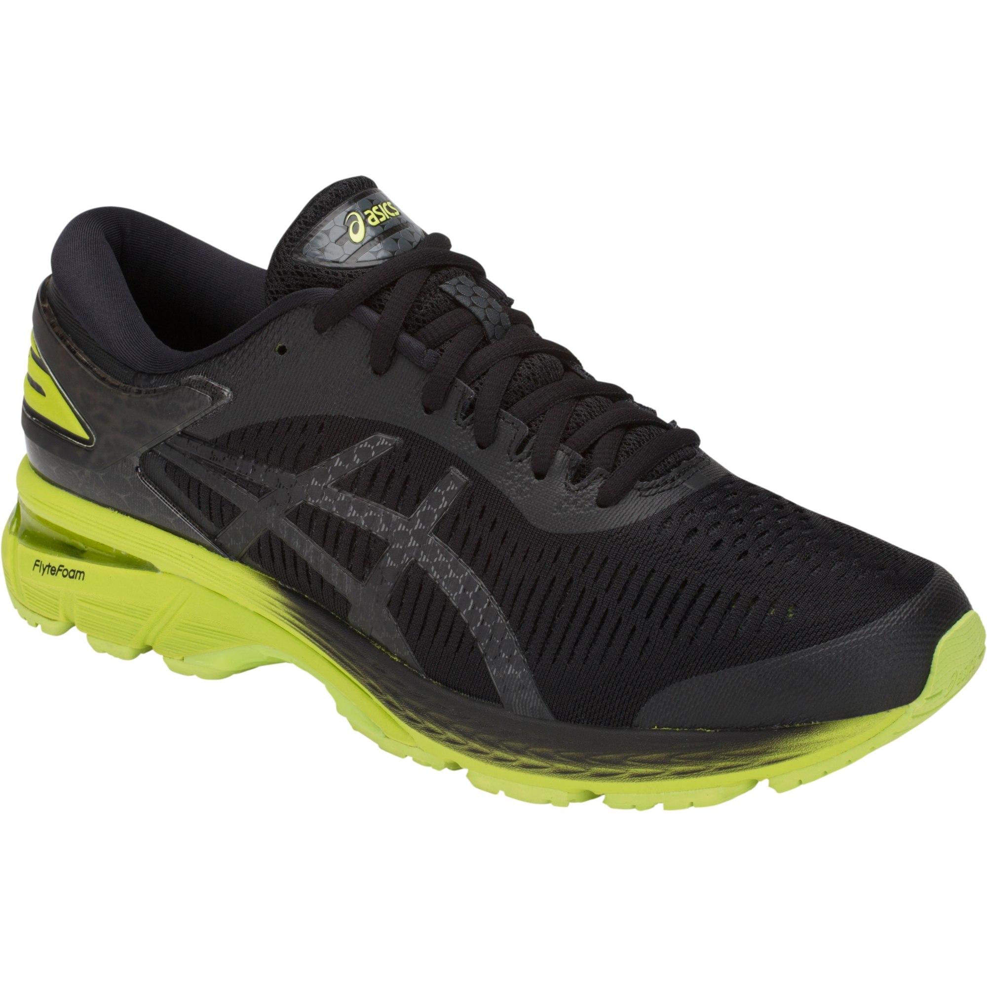 Asics Mens GELKayano 25 Running Shoes Black/Neon Lime