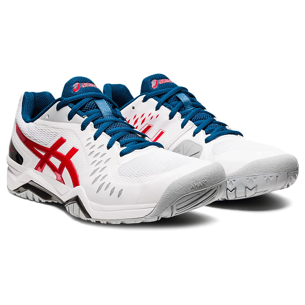 Asics Mens GEL-Challenger 12 Tennis Shoes - White/Classic Red/Grey ...