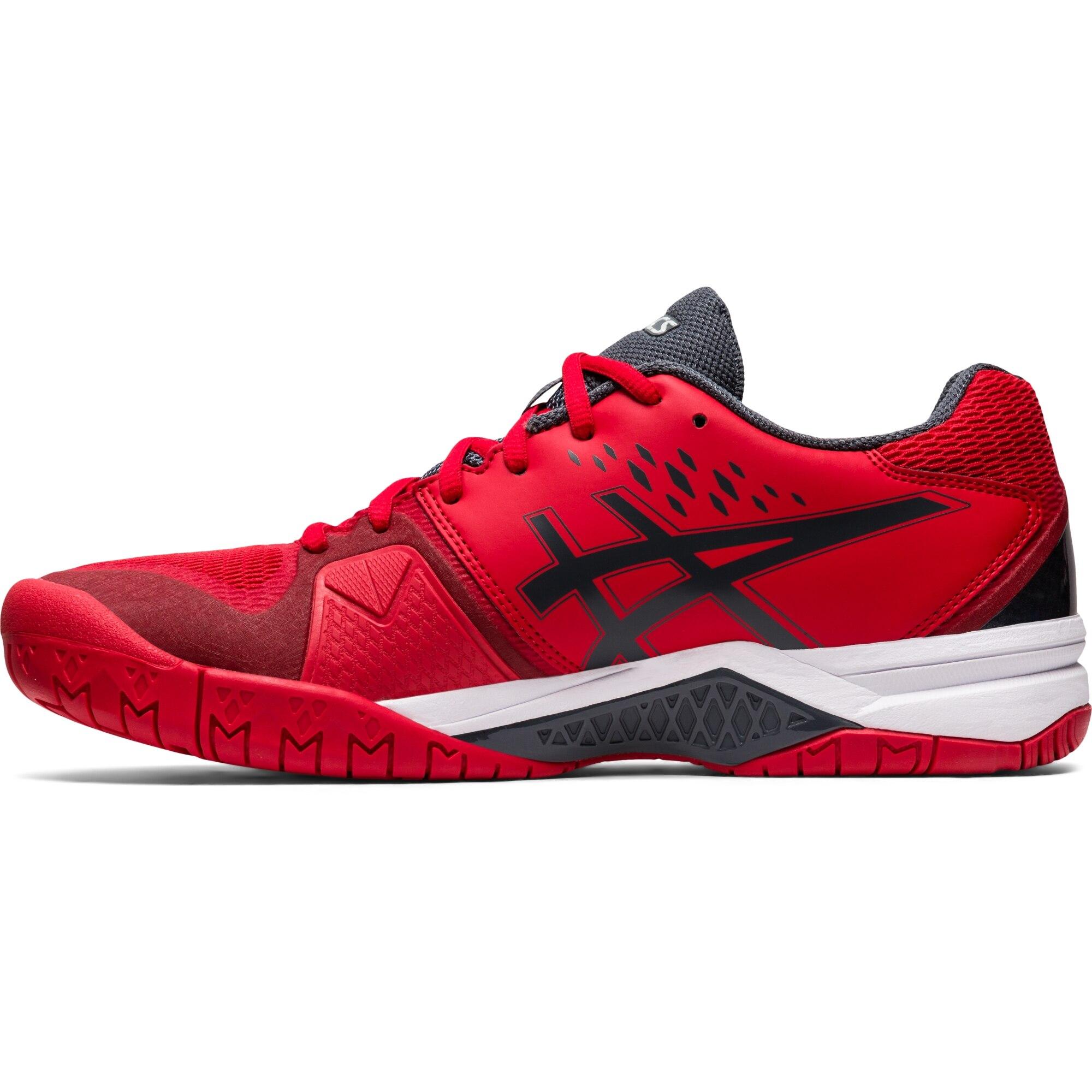 red and black asics mens