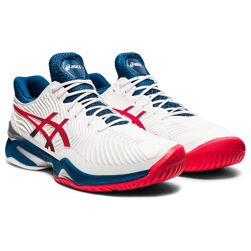 Asics Mens Court FF 2 Tennis Shoes White/Mako Blue