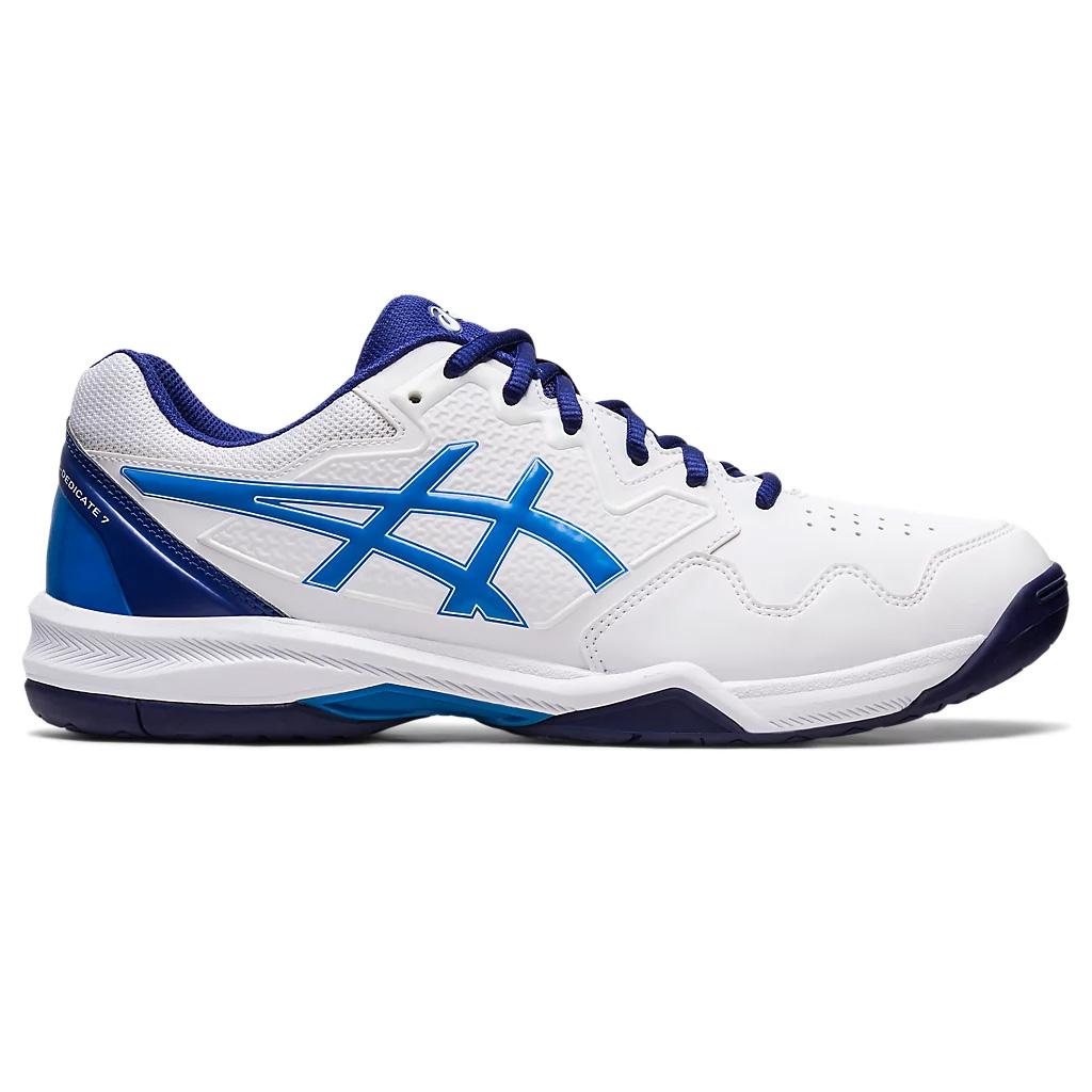Asics Mens GEL-Dedicate 7 Tennis Shoes - White/Electric Blue - Asics Mens GEL-Dedicate 7 Tennis Shoes - White/Electric Blue -