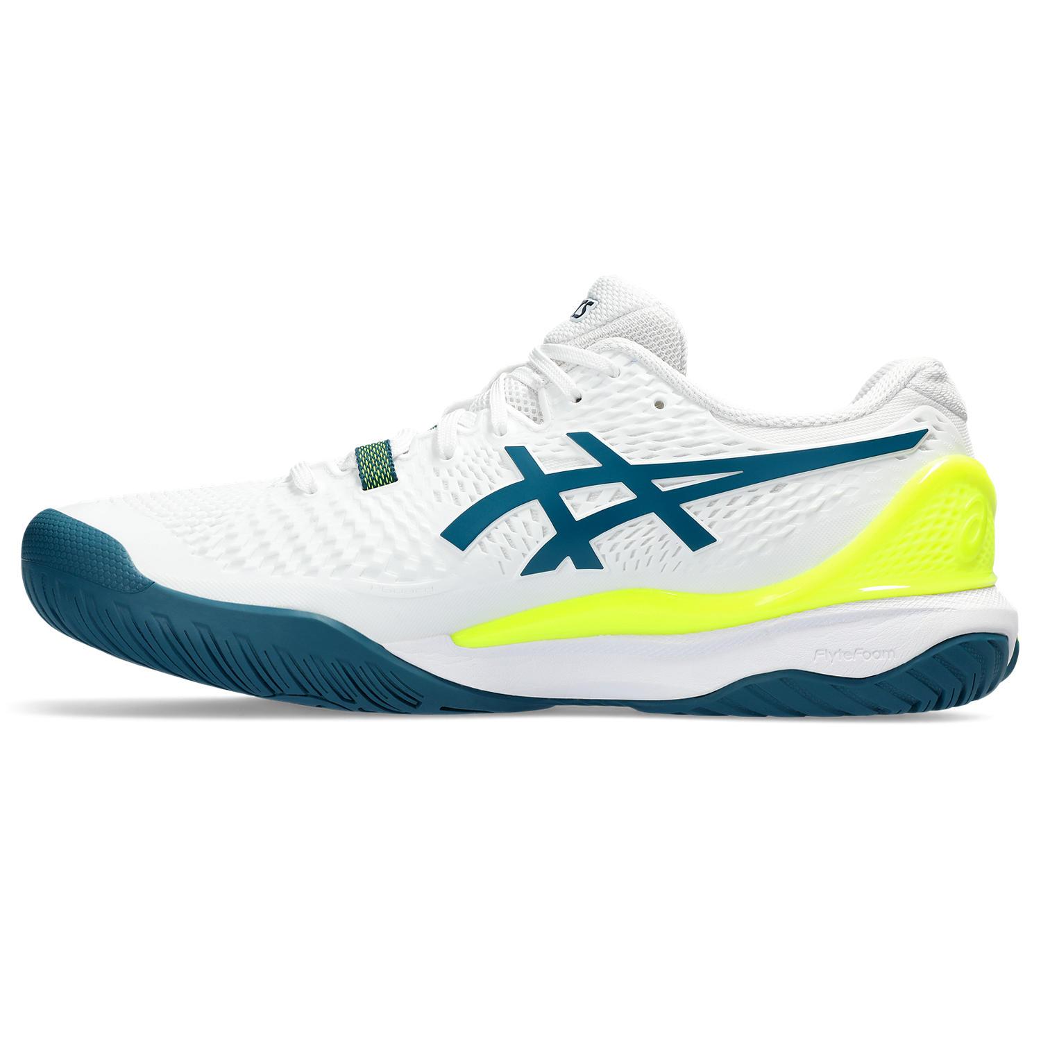 Asics Mens GEL-Resolution 9 Tennis Shoes - White/Blue - Tennisnuts.com