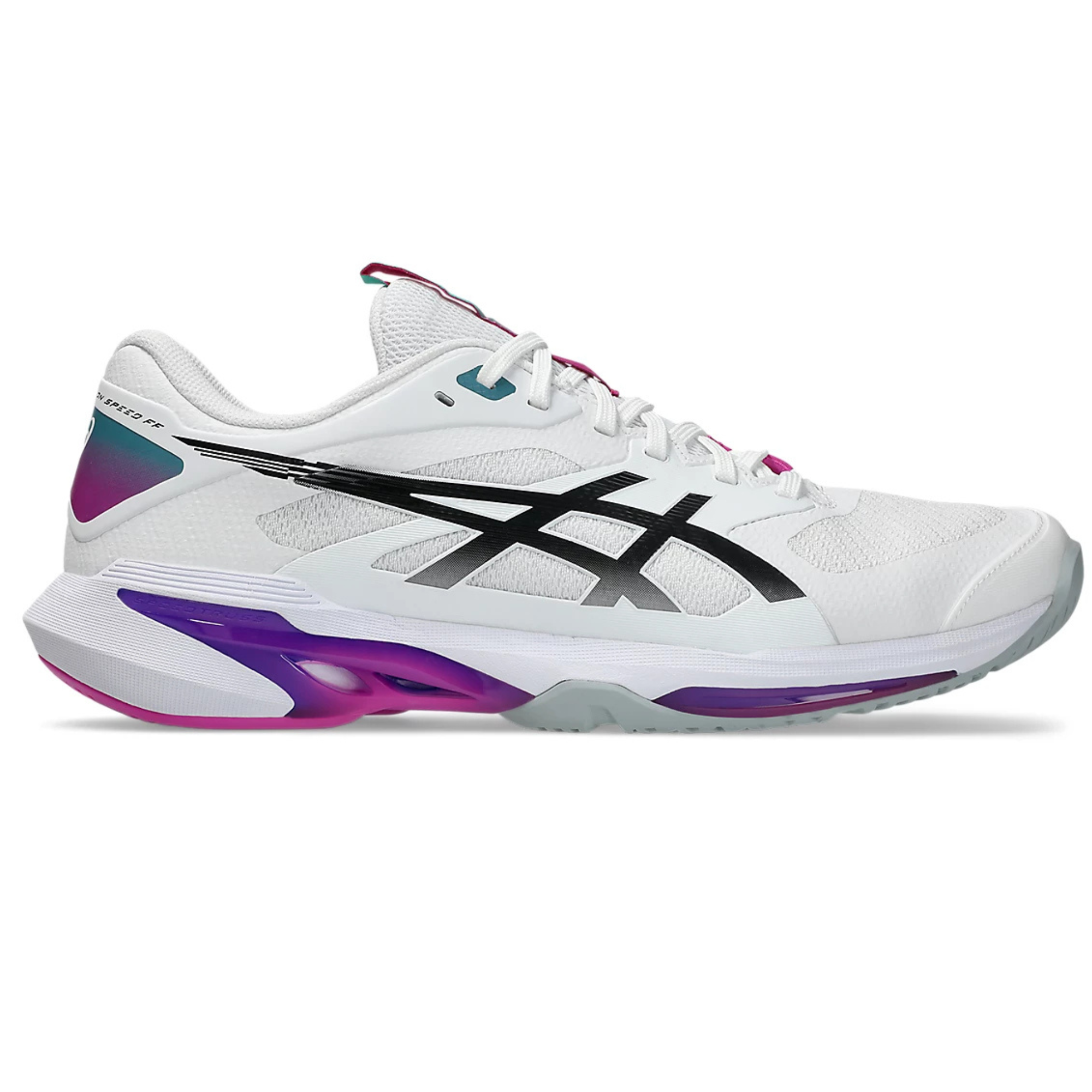 シューズ(男性用) asics Solution Speed FF OC AZURE/WHITE Asics Mens Solution Speed FF4 Tennis Shoes - White/Digital Sakura