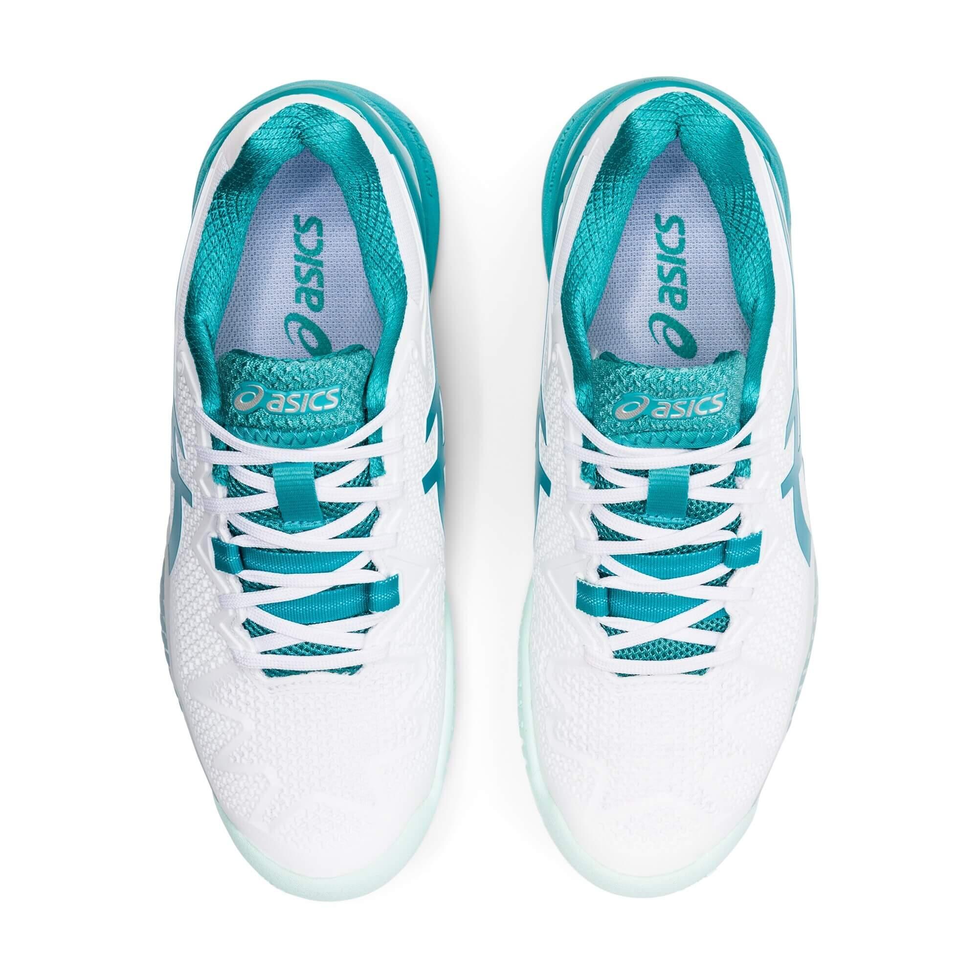 Asics Womens GELResolution 8 Tennis Shoes White/Lagoon
