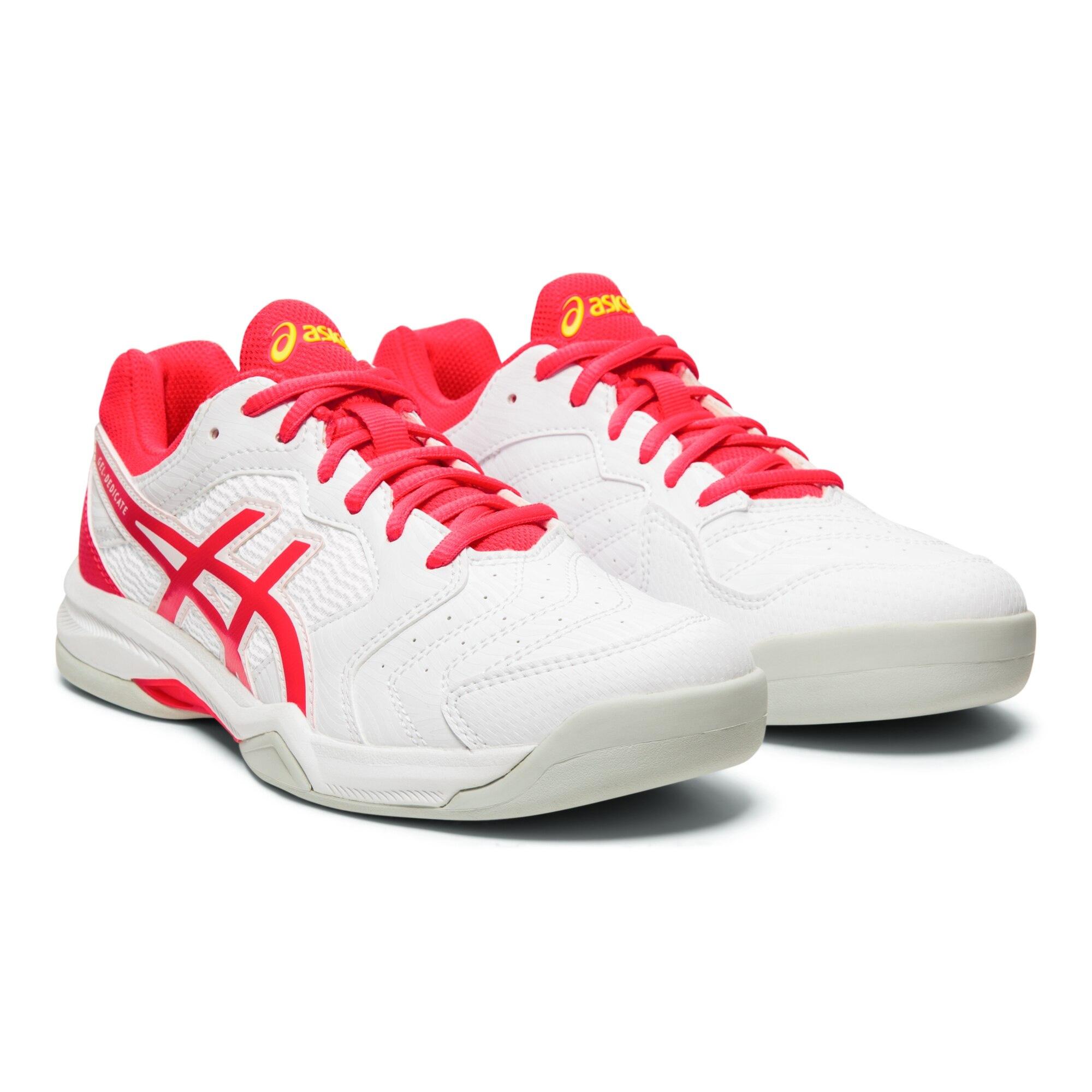 Asics Womens GELDedicate 6 Carpet Tennis Shoes White/Laser Pink