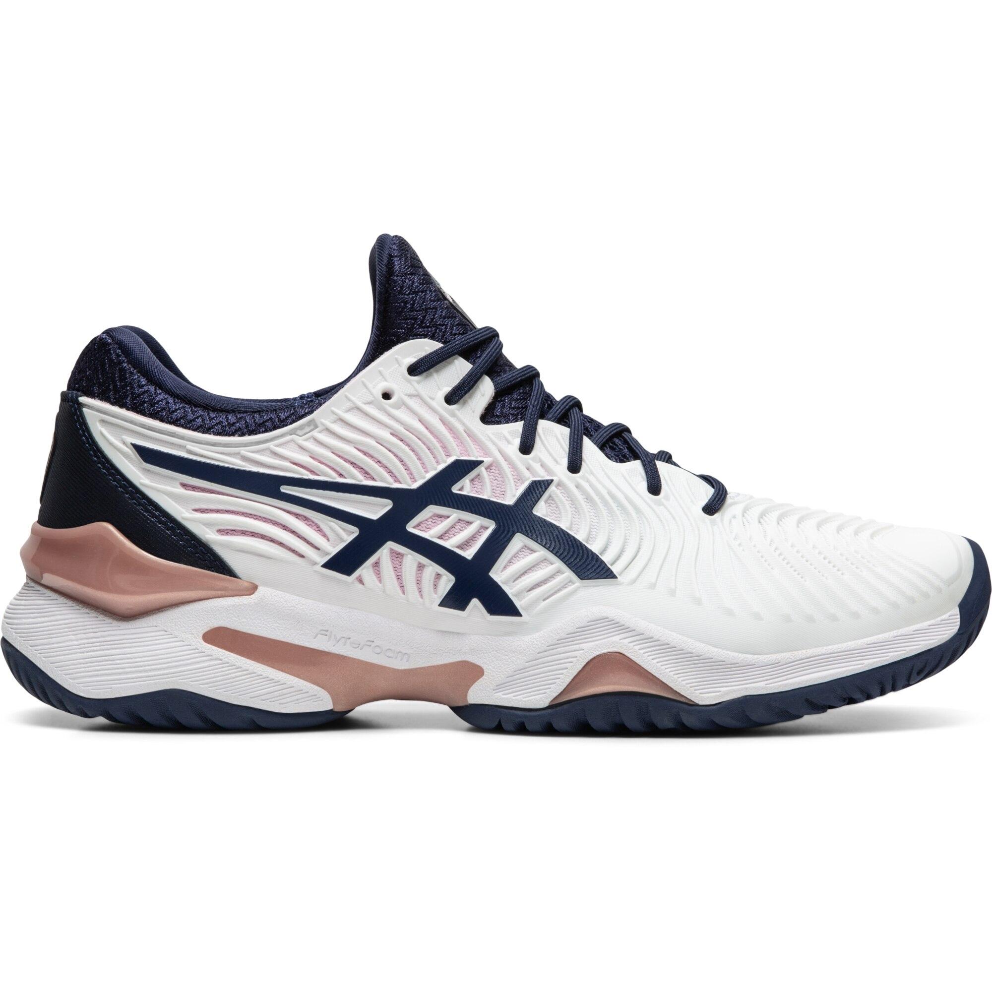 Asics Womens Court FF 2 Tennis Shoes - White/Peacoat - Tennisnuts.com