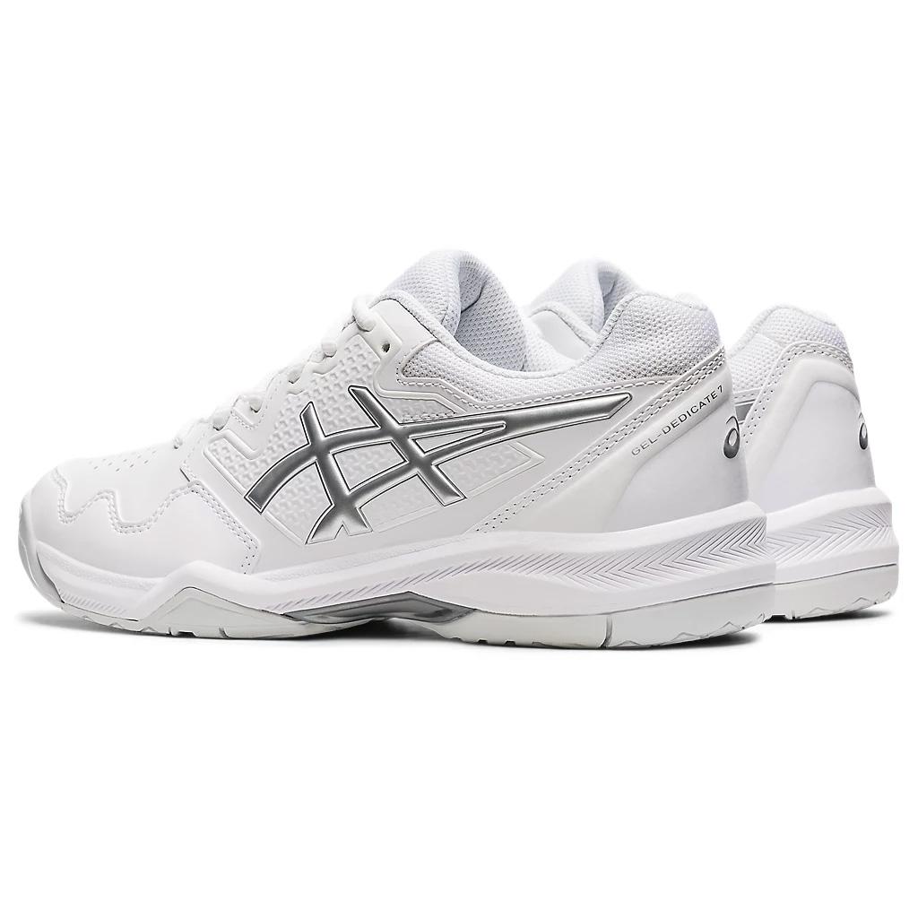 Asics Womens GELDedicate 7 Tennis Shoes White/Pure Silver
