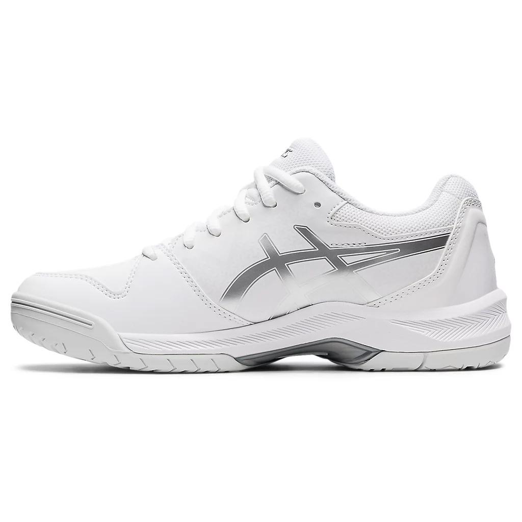 Asics Womens GELDedicate 7 Tennis Shoes White/Pure Silver