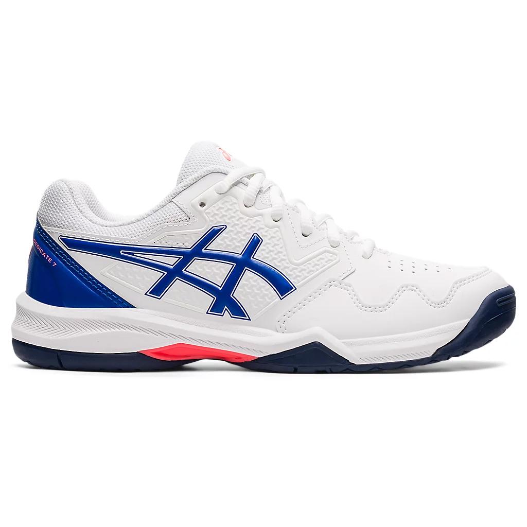 Asics Womens GEL-Dedicate 7 Tennis Shoes - White/Lapis Lazuli Blue