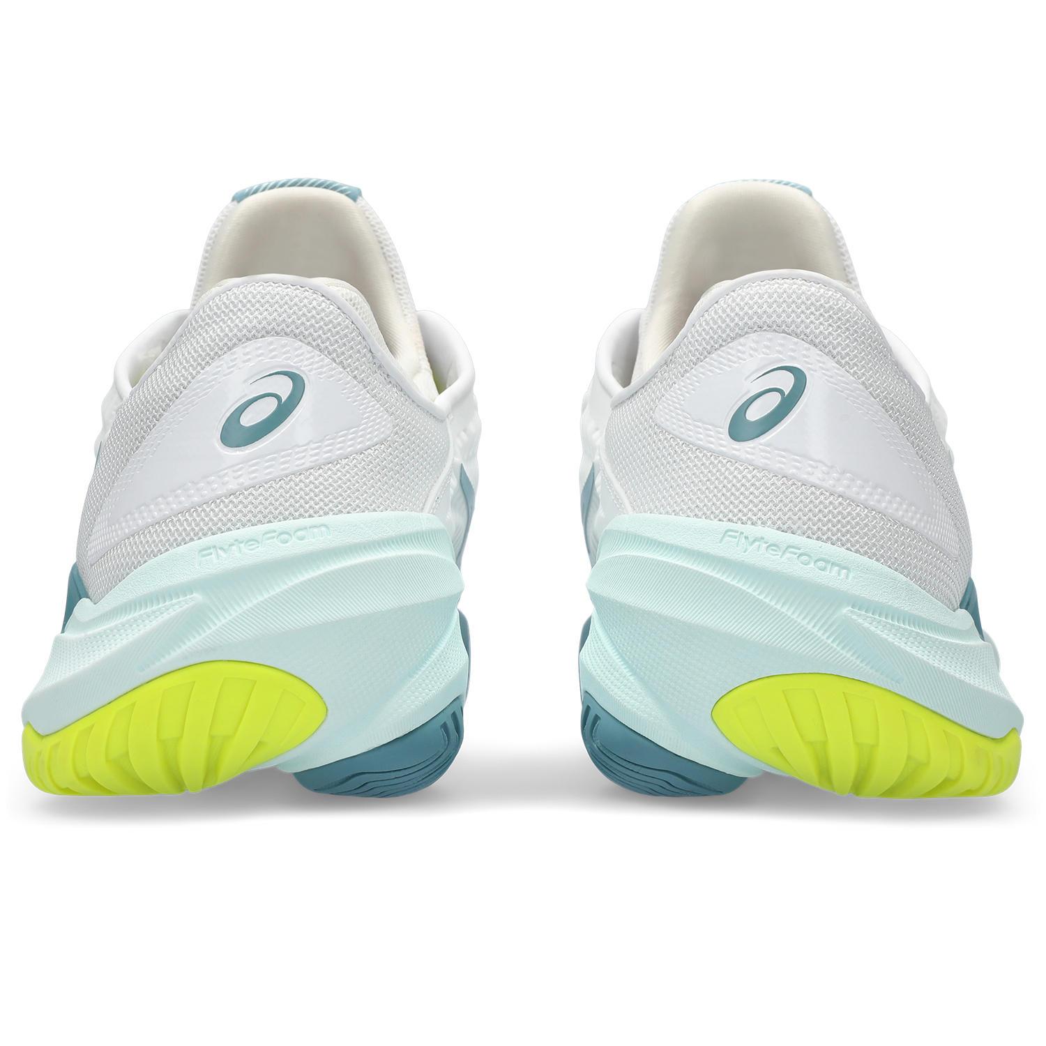 Asics Womens Court FF3 Tennis Shoes - White/Blue/Yellow - Tennisnuts.com