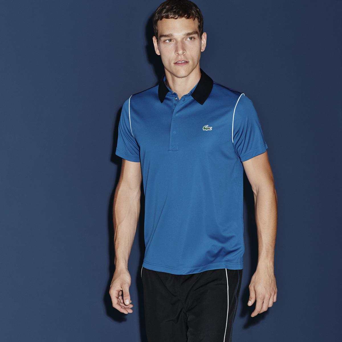 Lacoste Sport Mens Short Sleeve Polo - Laser Blue/Black - Tennisnuts.com