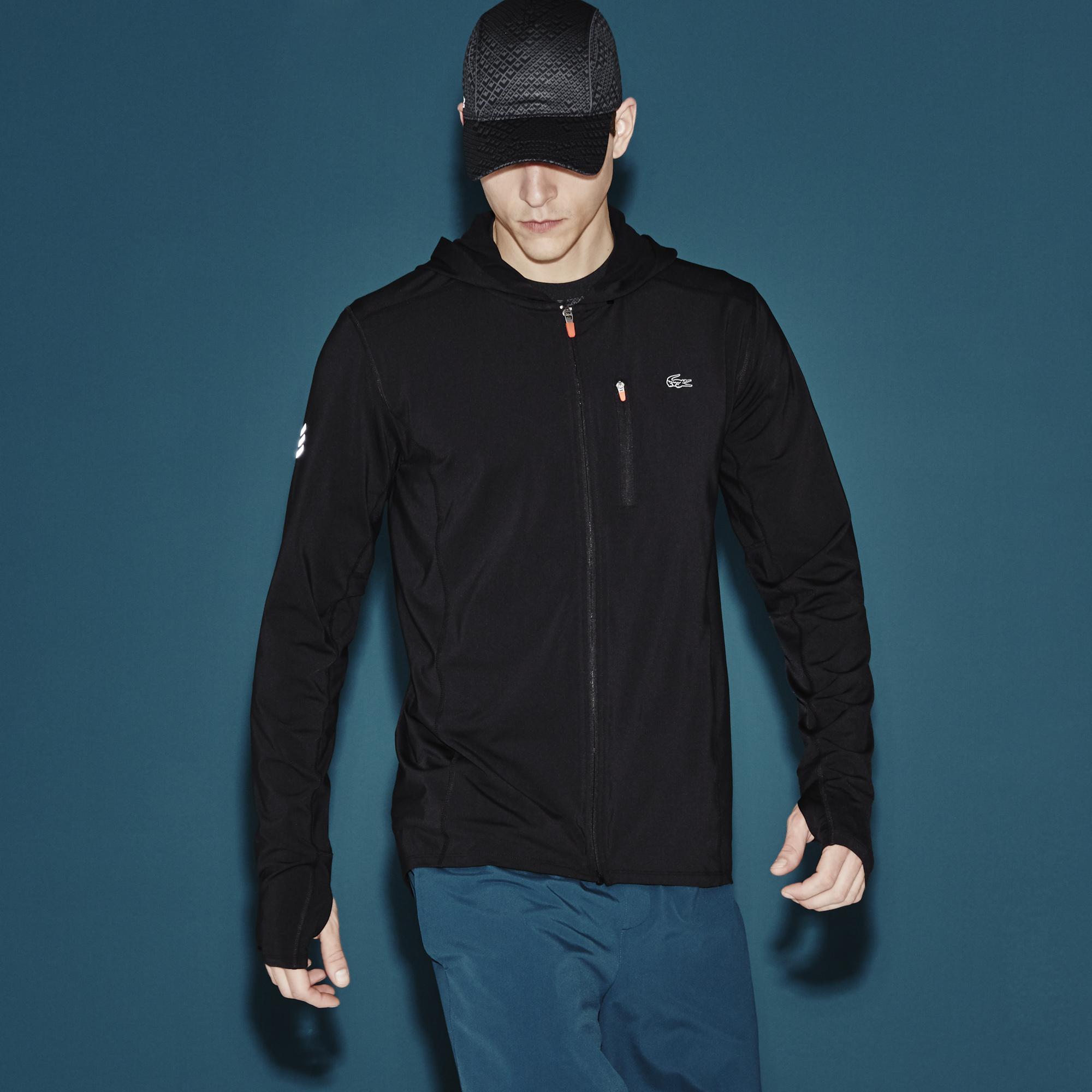 Lacoste Mens Hooded Jersey Jacket Black