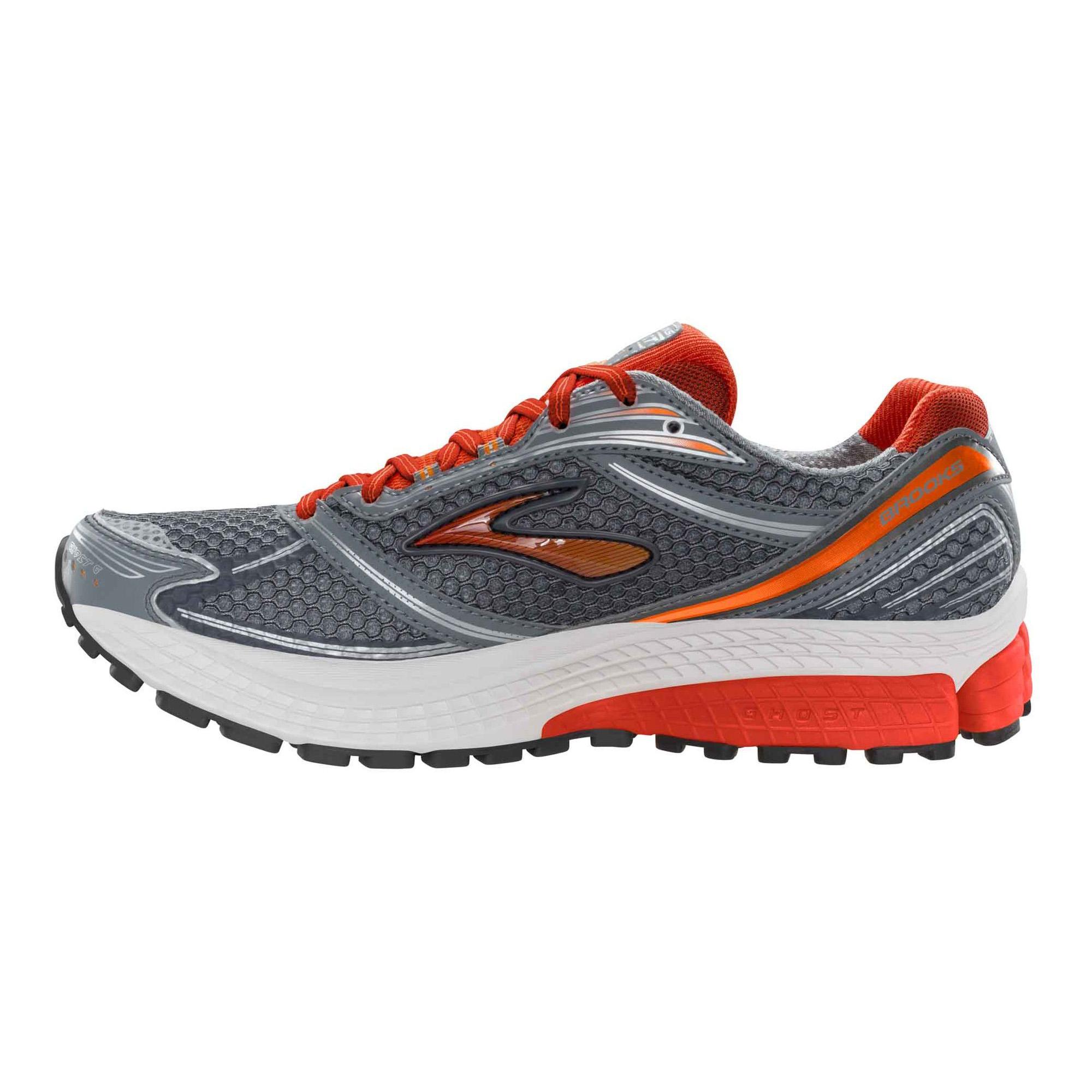 Brooks Mens Ghost 6 Running Shoes - Grey/Orange - Tennisnuts.com