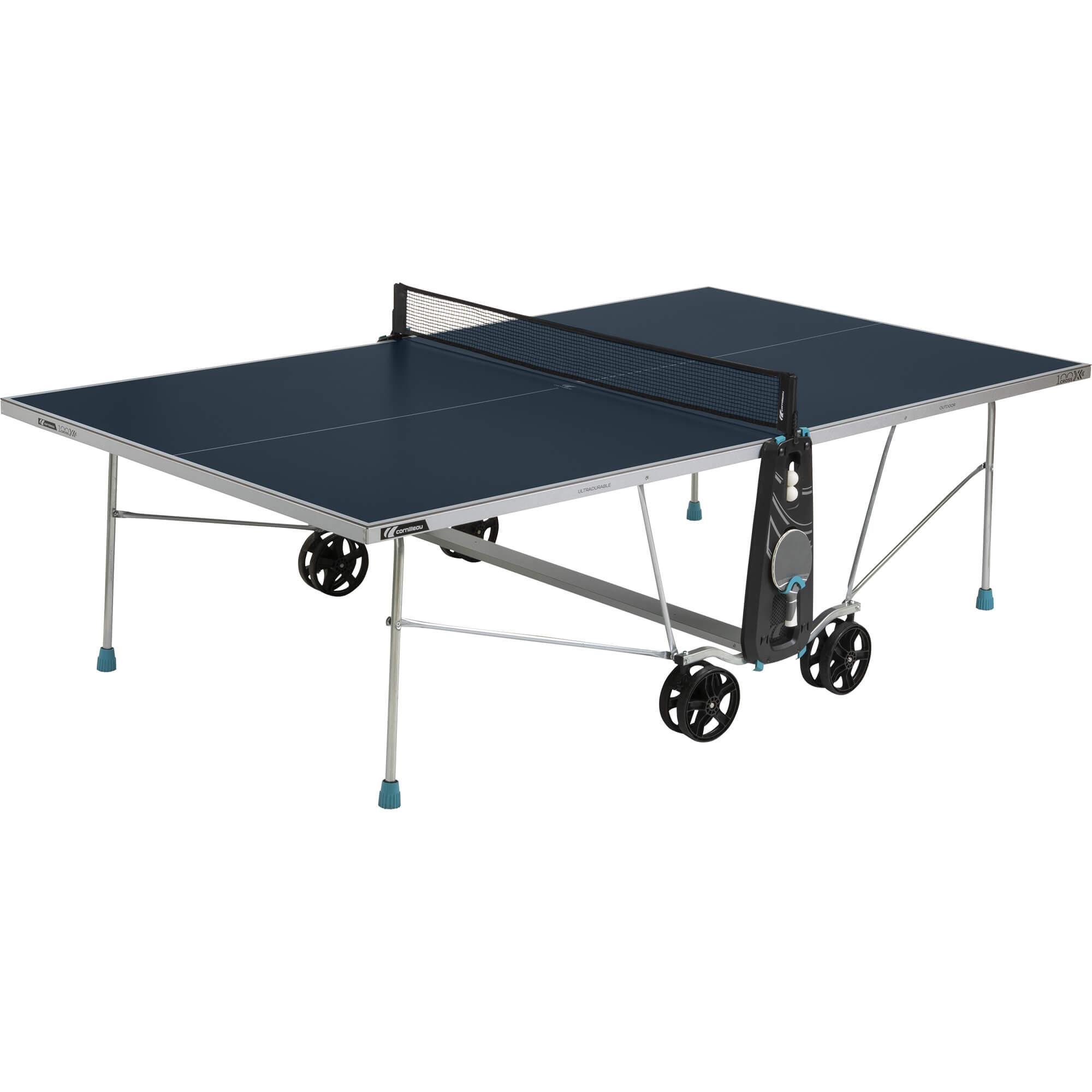 Cornilleau Sport 100X 4mm Rollaway Outdoor Table Tennis Table Blue