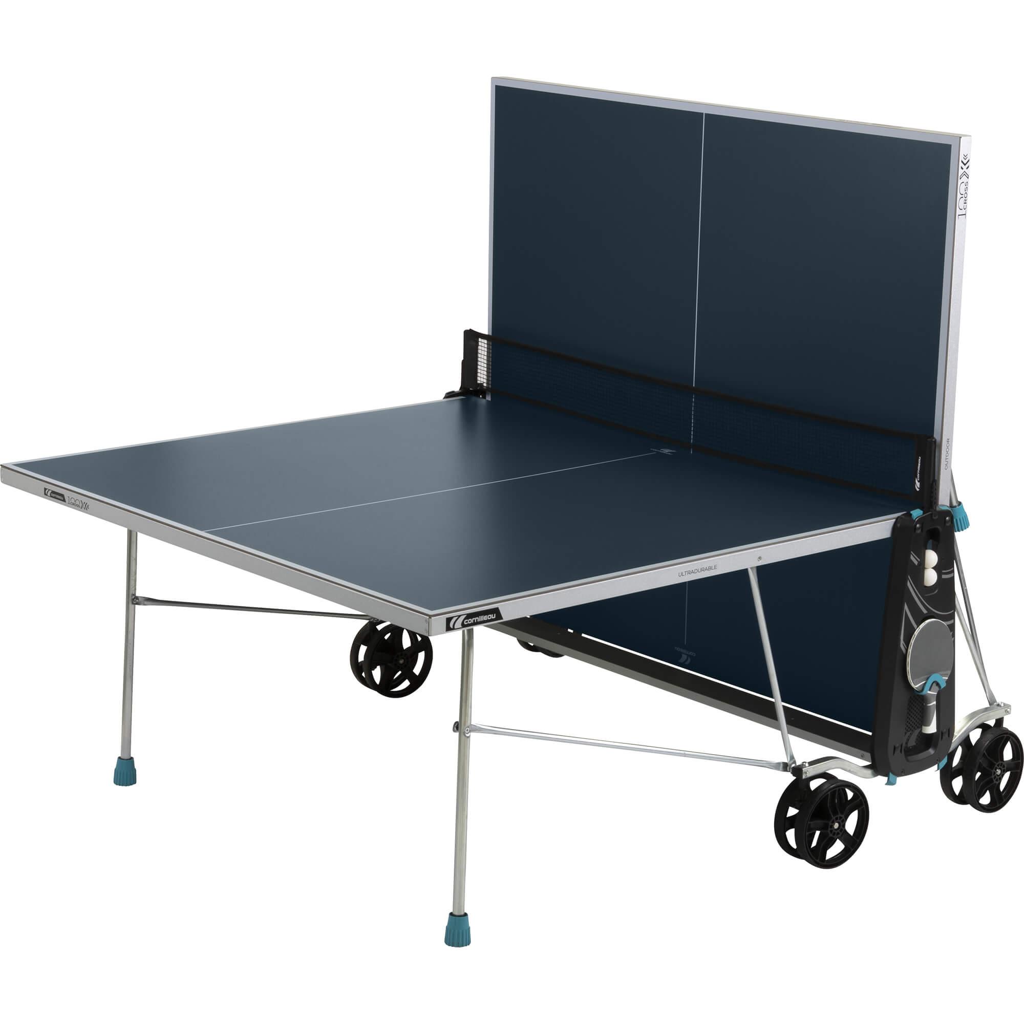 Cornilleau Sport 100X 4mm Rollaway Outdoor Table Tennis Table Blue