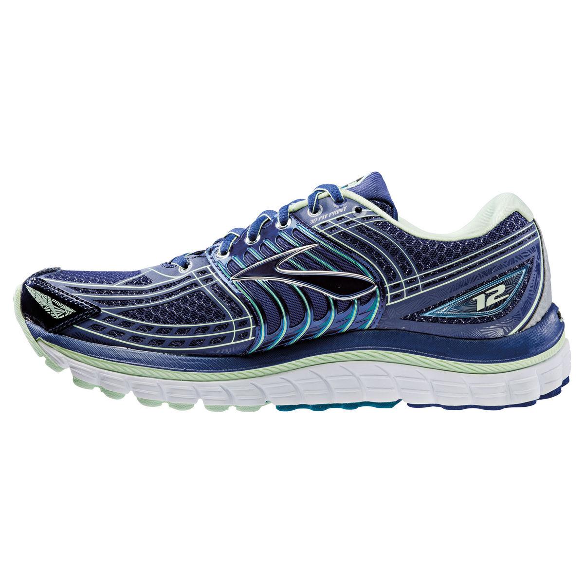 Brooks Womens Glycerin 12 Running Shoes Blue Print/Patina Green