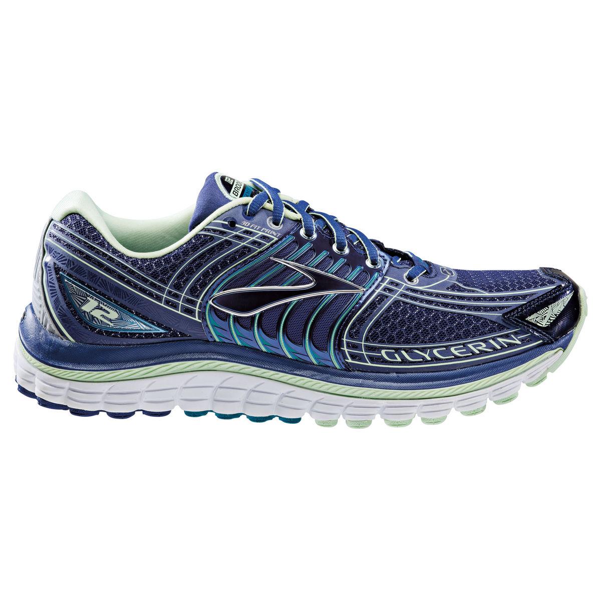 Brooks Womens Glycerin 12 Running Shoes Blue Print/Patina Green