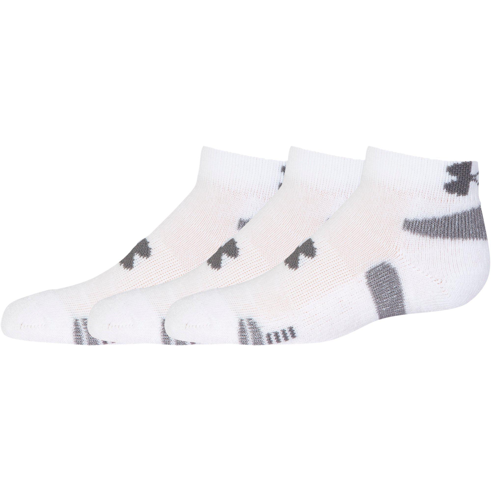 Under Armour Mens HeatGear Low Cut Crew Socks (3 Pairs) White