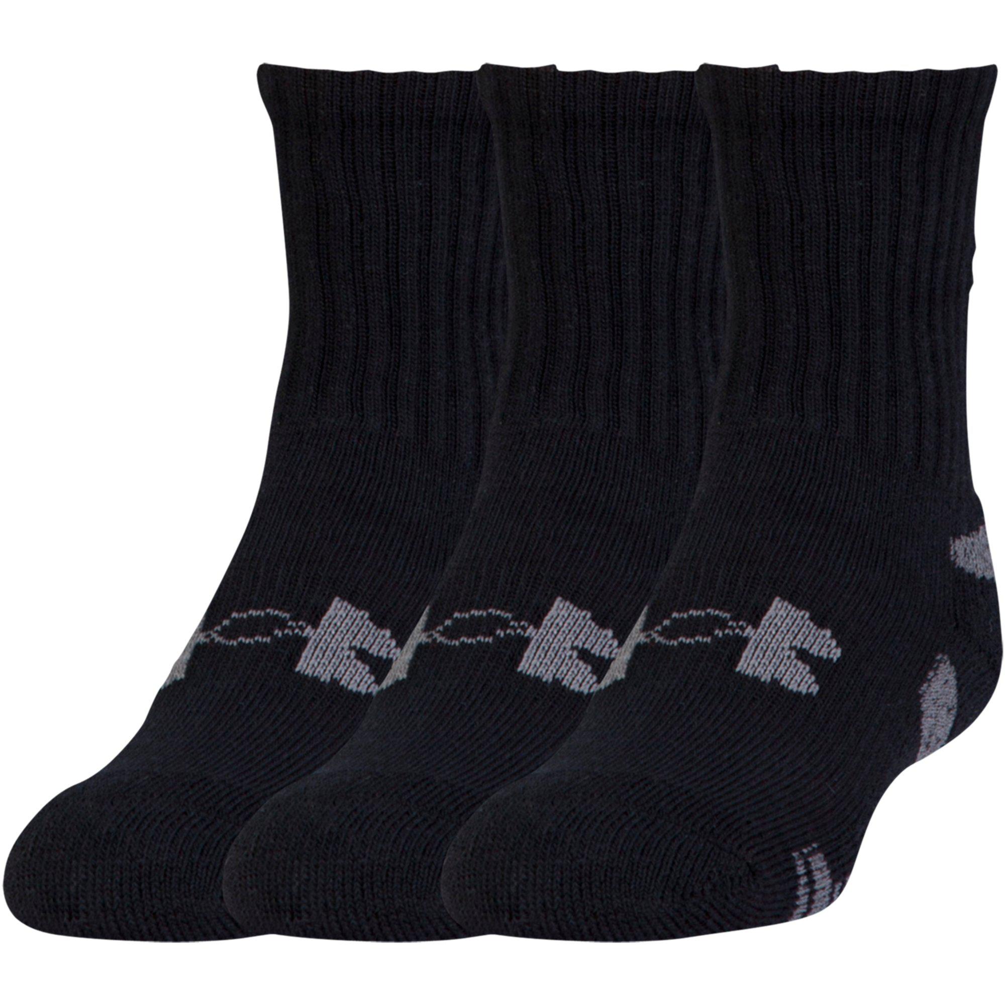 Under Armour Mens HeatGear Crew Socks (3 Pairs) - Black - Tennisnuts.com