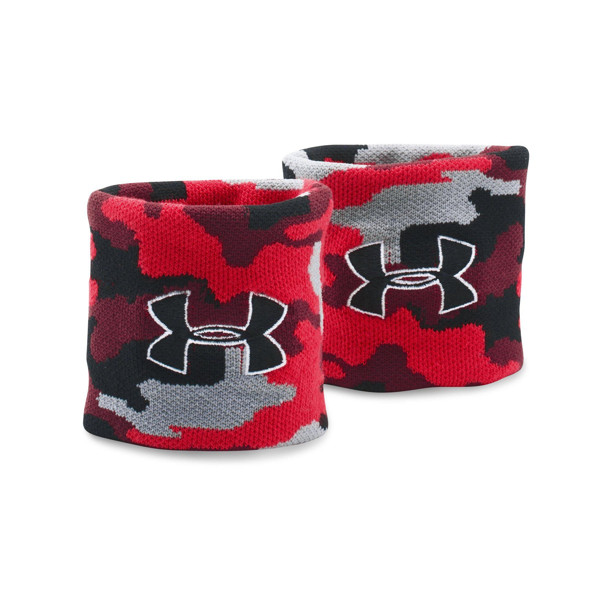 Under Armour Jacquard Wristband Pair Red/Steel/Black