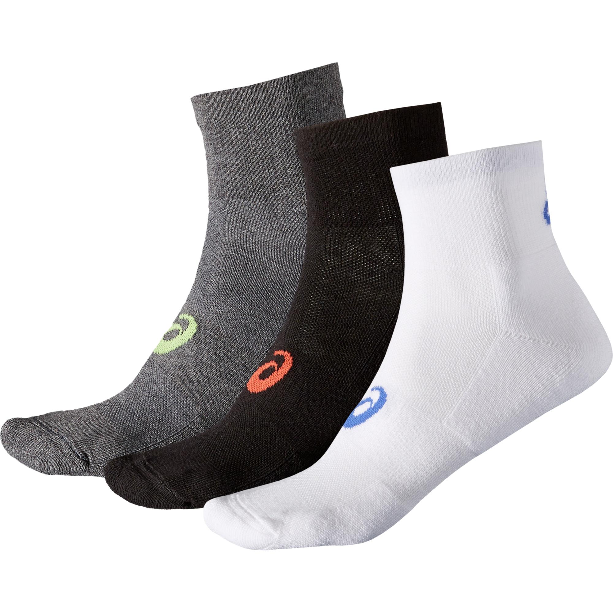 Asics Quarter Socks (3 Pairs) - Grey/Black/White - Tennisnuts.com