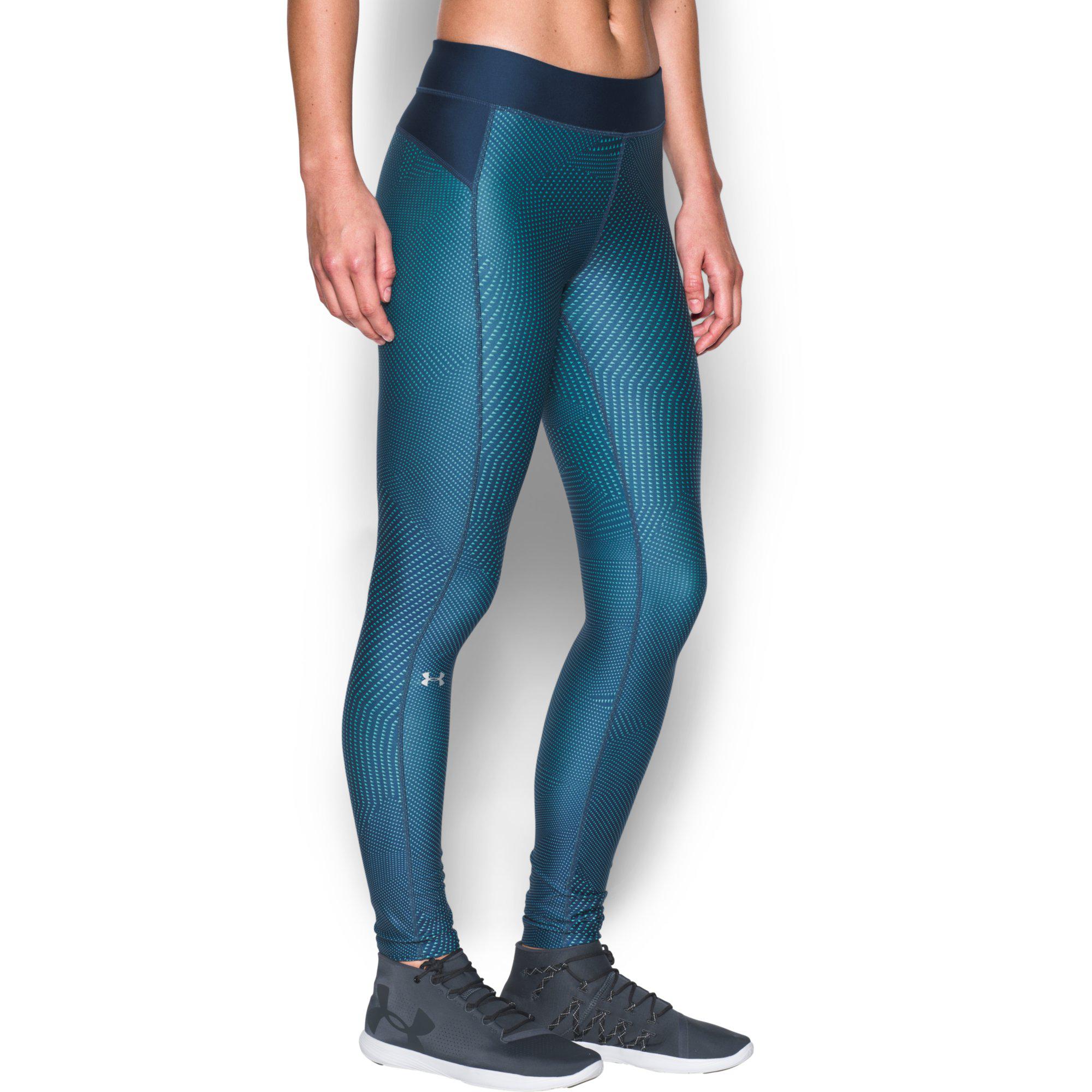 Under Armour Womens Heatgear Printed Leggings Blackout Navy