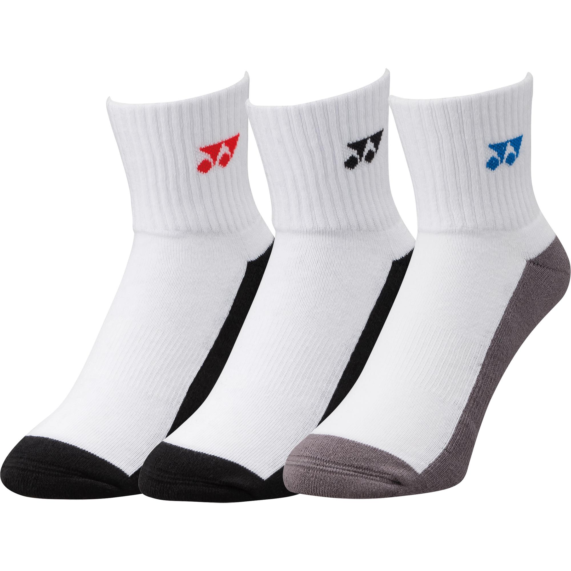 Yonex 19131EX Quarter Socks (3 Pairs) White/Black