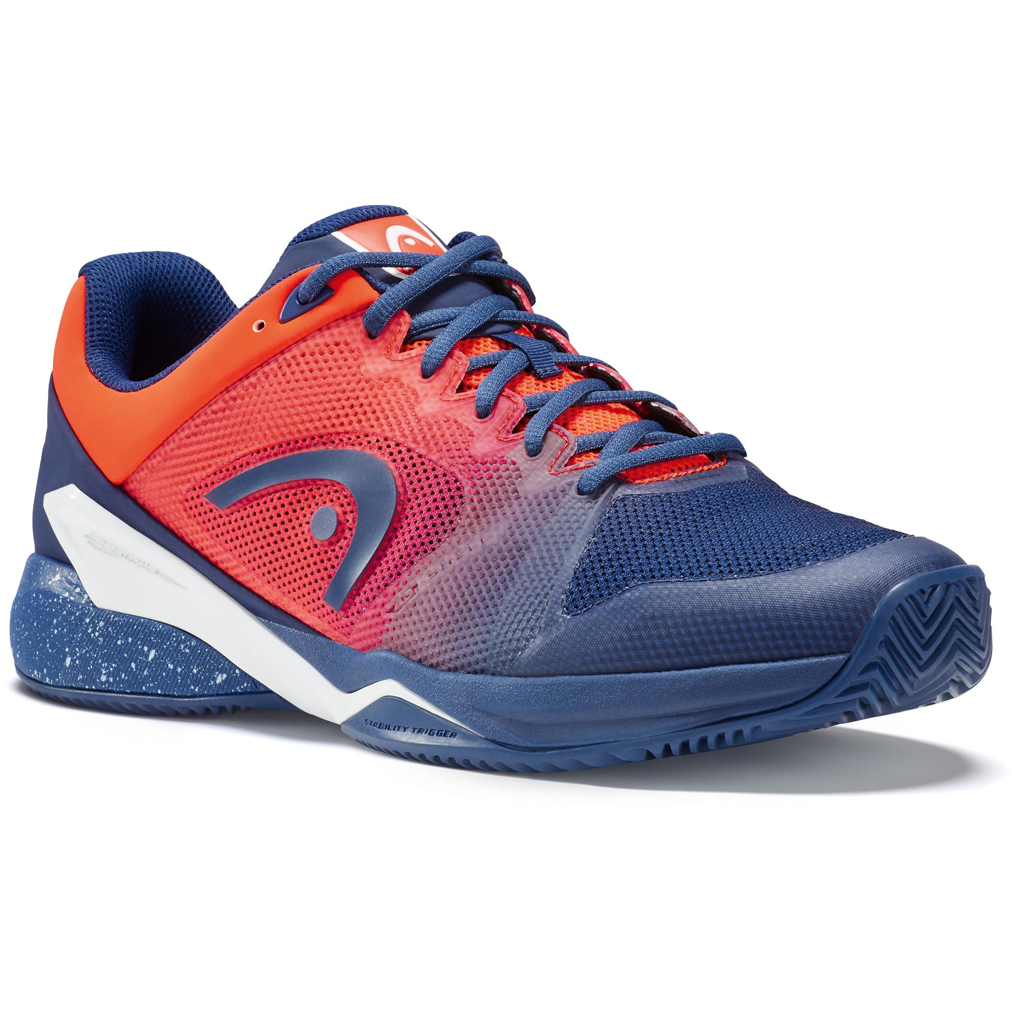 Head Mens Revolt Pro 2 5 Clay Court Tennis Shoes Blue/Flame Orange