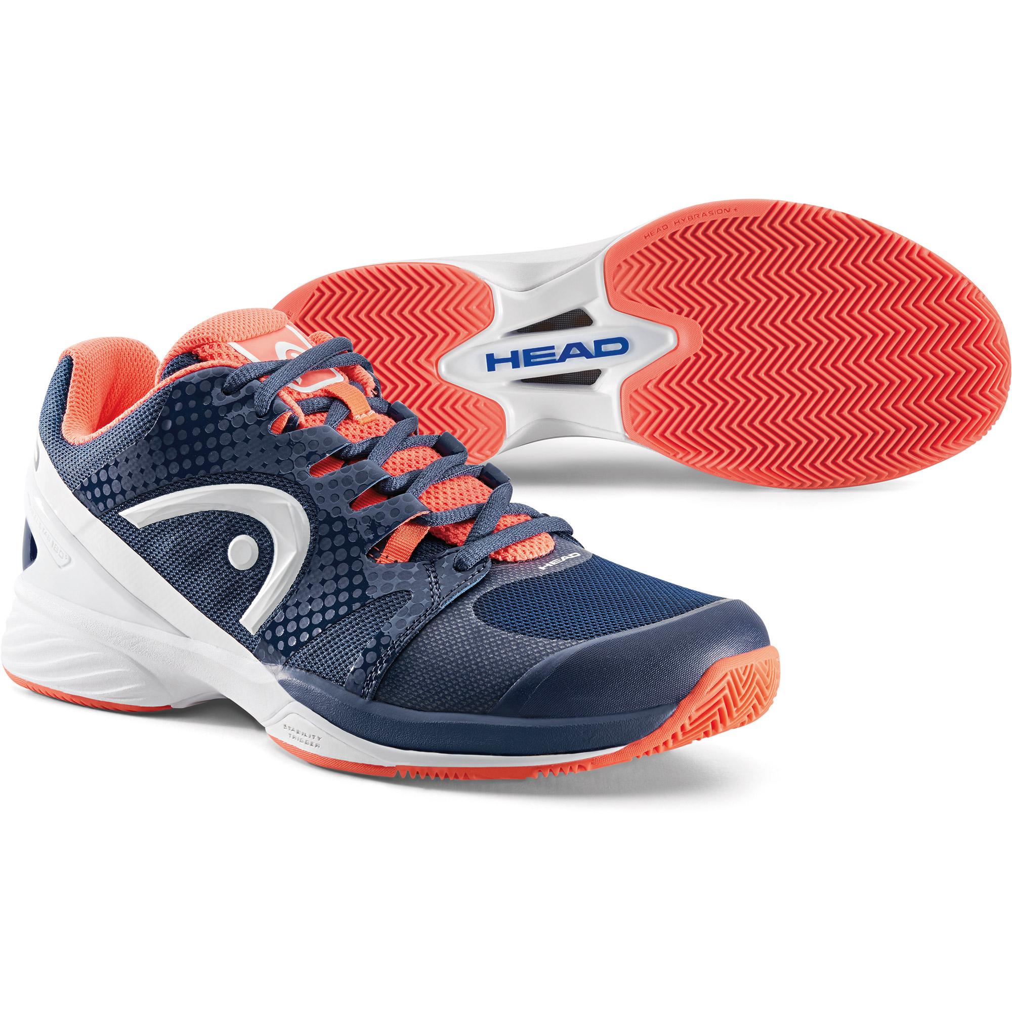 Head Womens Nzzzo Pro Clay Tennis Shoes - Navy/Coral - Tennisnuts.com