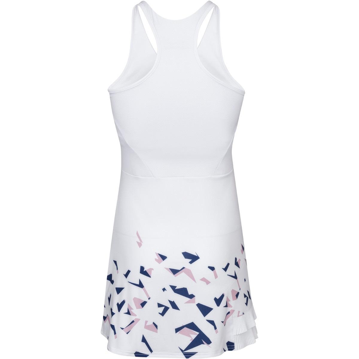 Babolat Girls Compete Tennis Dress - White/Estate Blue - Tennisnuts.com
