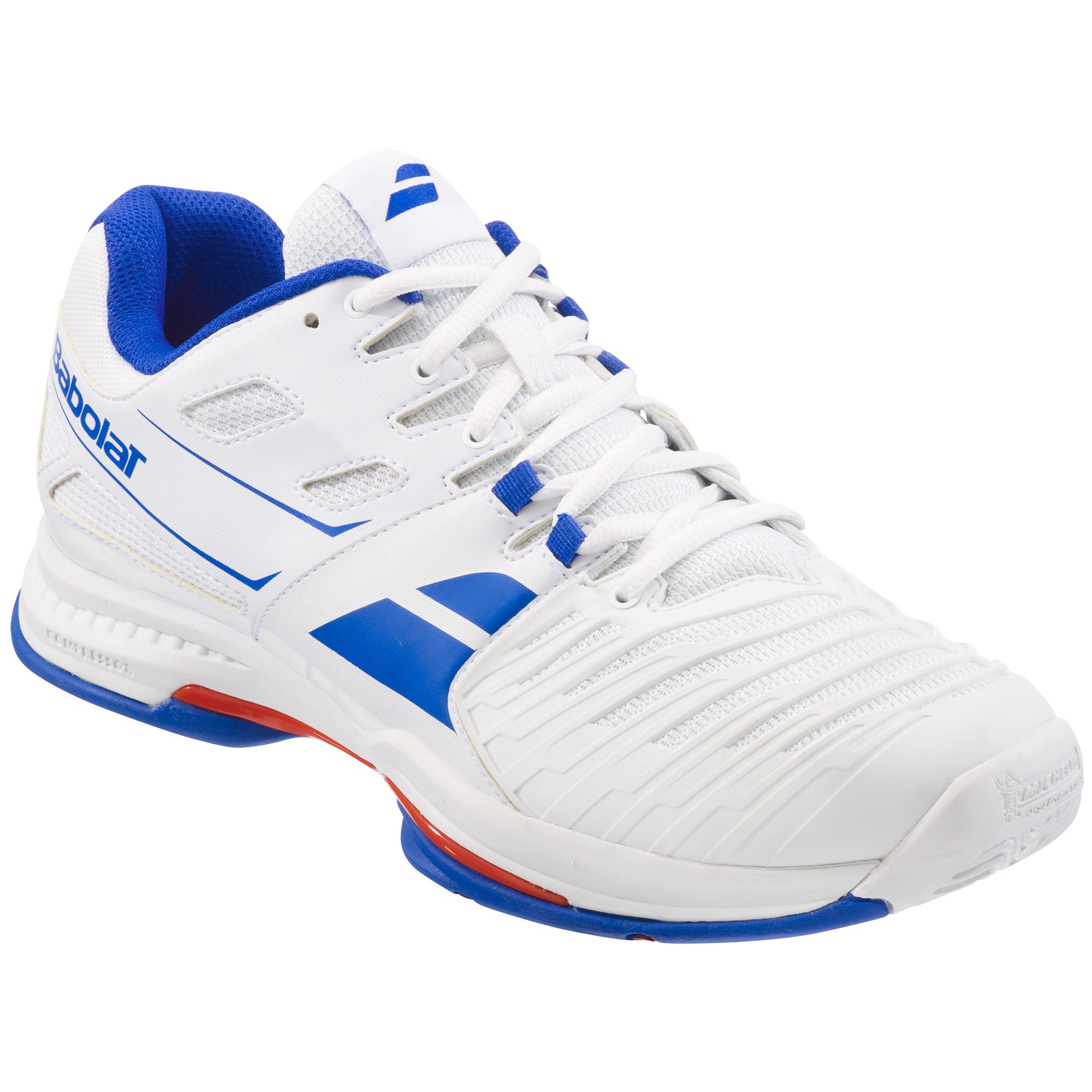 Babolat Mens SFX All Court Tennis Shoes - White/Blue - Tennisnuts.com