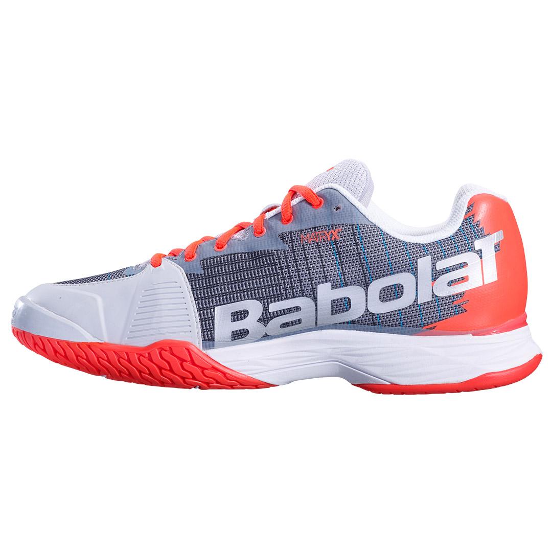 Babolat Mens Jet Mach I Tennis Shoes - Silver/Fluo Strike - Tennisnuts.com