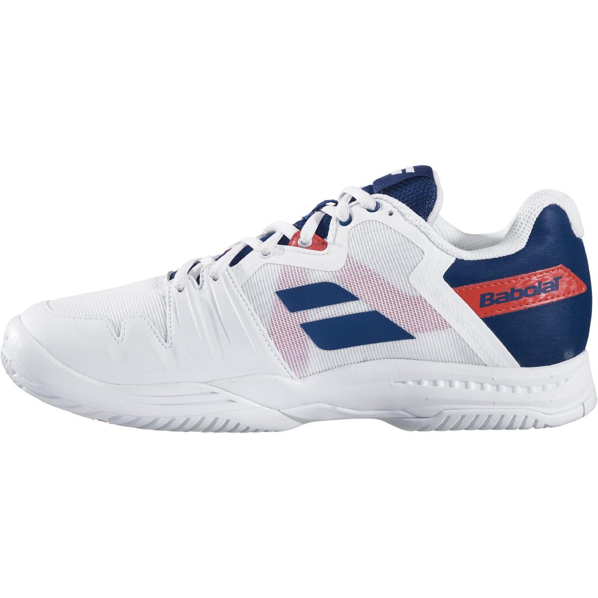 Babolat Mens SFX3 Tennis Shoes - White/Estate Blue - Tennisnuts.com