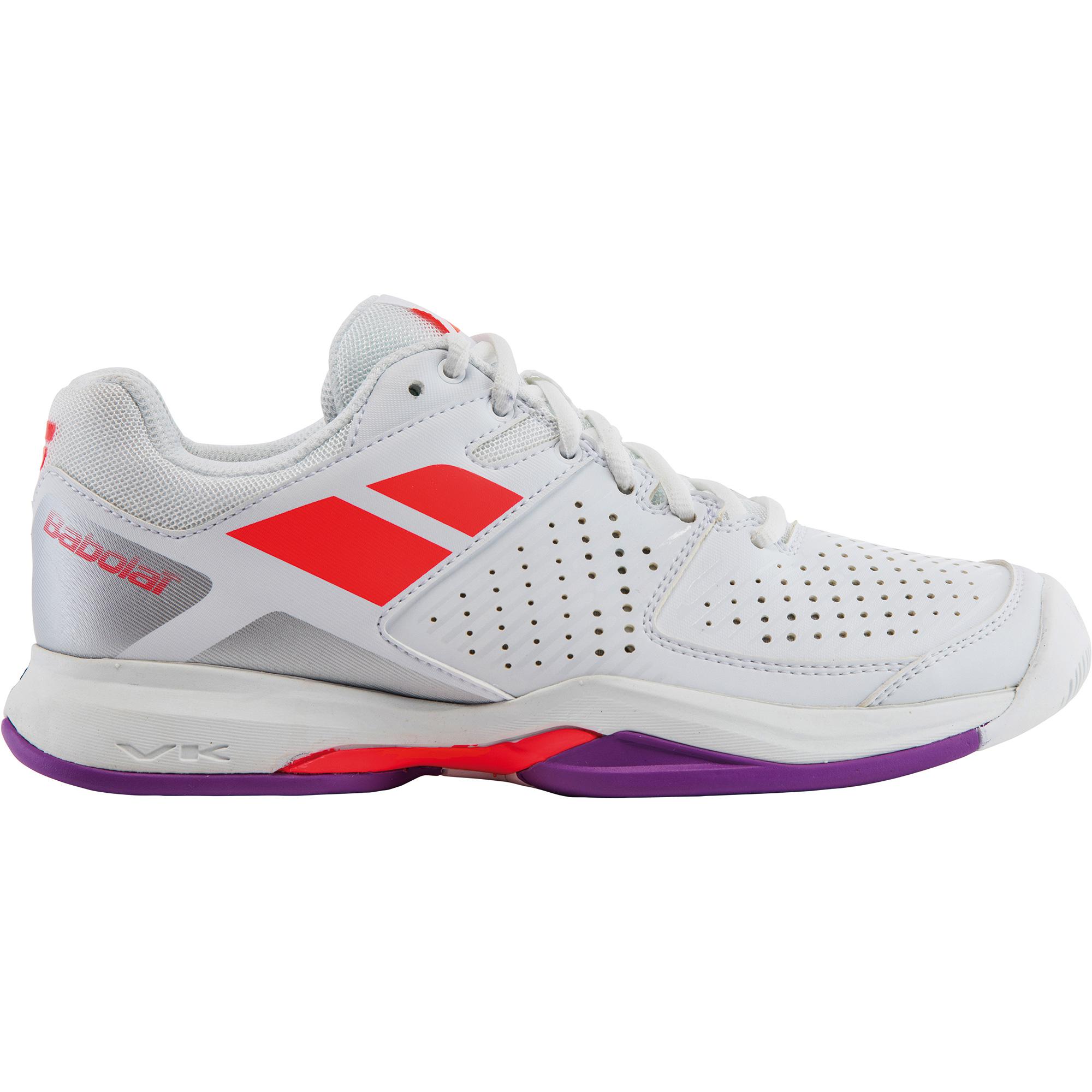 Babolat Womens Pulsion Tennis Shoes - White/Red/Purple - Tennisnuts.com