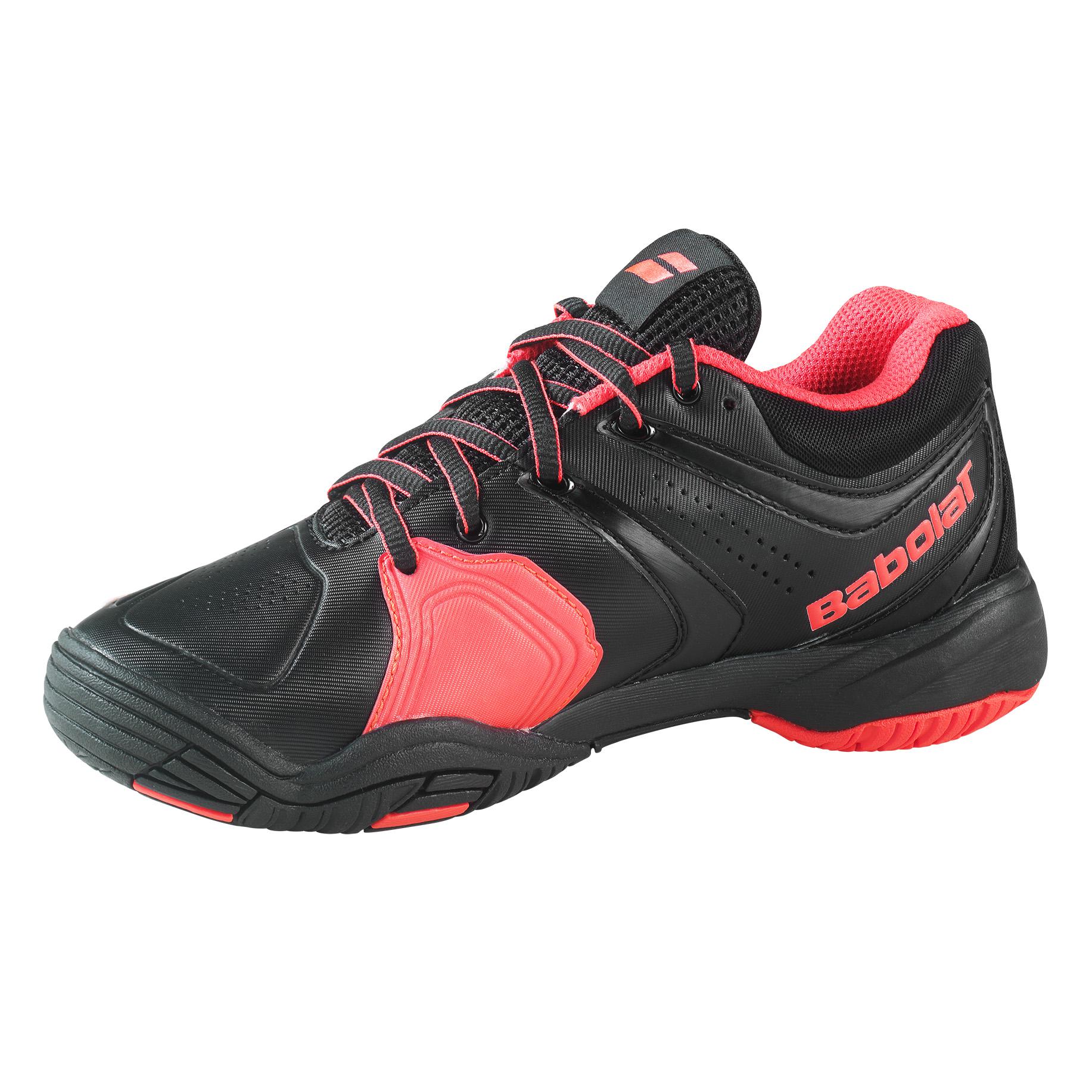 Babolat Boys VPro 2 Junior Tennis Shoes Black/Fluo Red