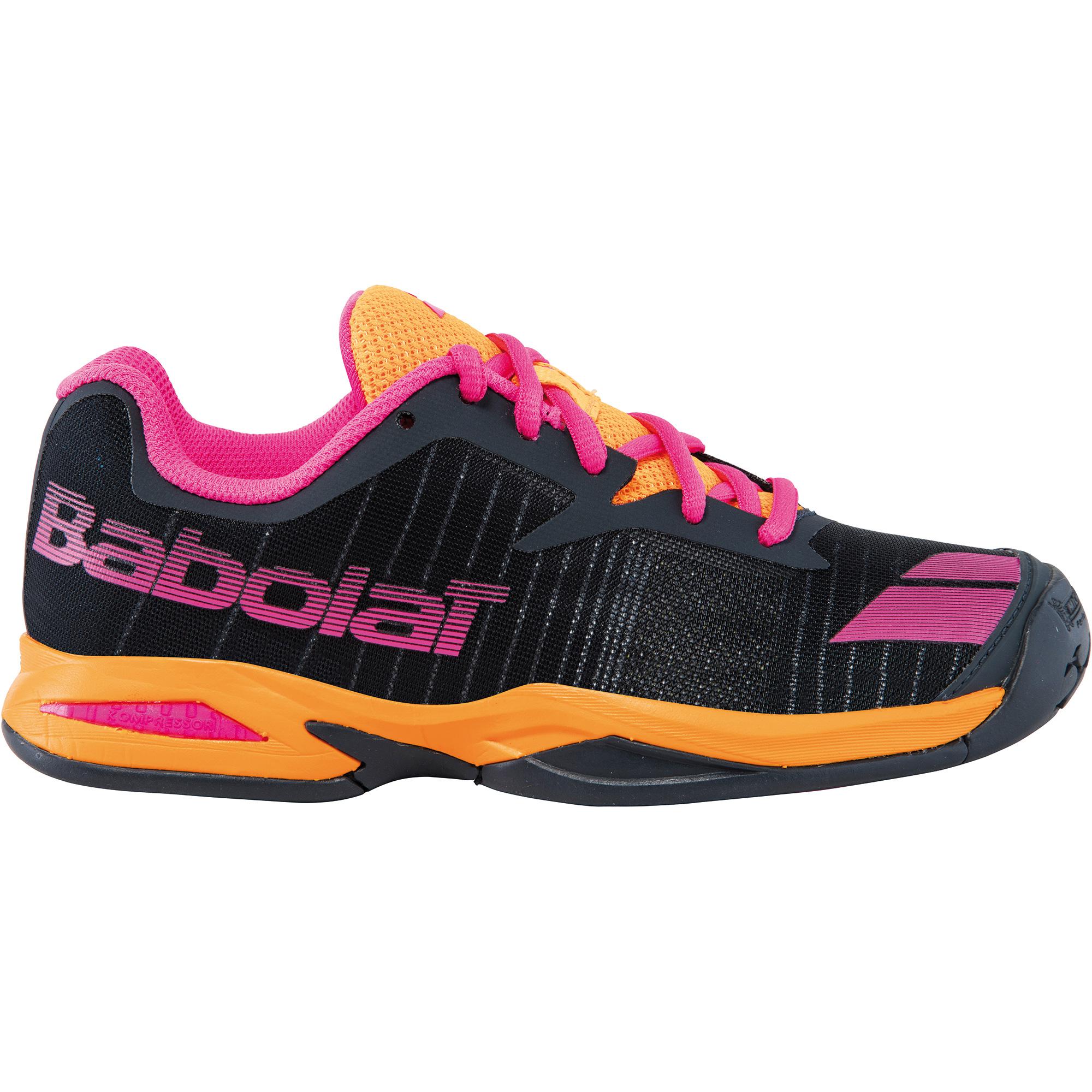 Babolat Kids Jet Tennis Shoes - Grey/Orange/Pink - Tennisnuts.com